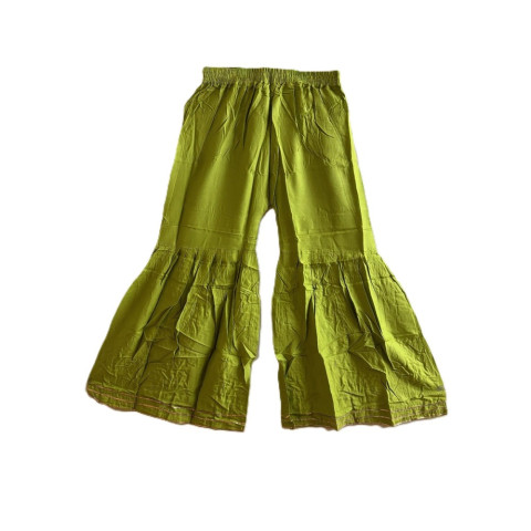 Solid print Sharara pants - MAA-Rayon Sharara - Yellowish lime green