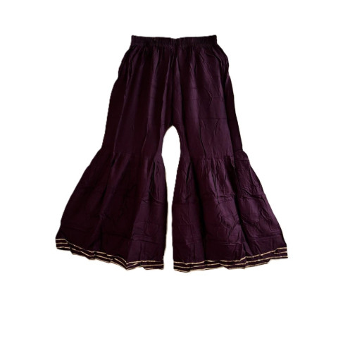 Solid print Sharara pants - MAA-Rayon Sharara - Wine