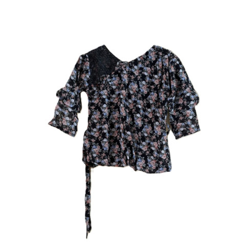 Floral print georgette top -CWN-800165 - Black