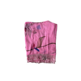 Brush print chiffon dupatta - RRC-Najmin Brush Print - Dark Coral Pink