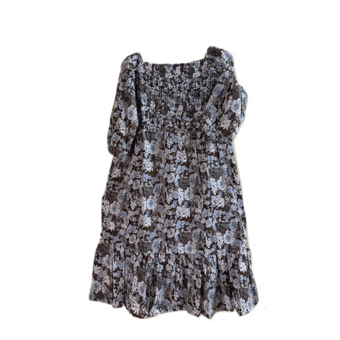 Floral printed smocked midi dress - PP-Somiya - Brunette Brown