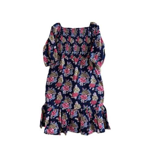 Floral printed smocked midi dress - PP-Somiya - Midnight Blue