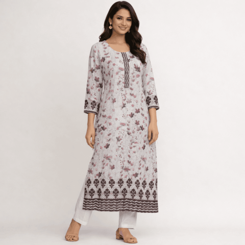 Cotton kurta with chikankari work -GLX-3536TO3540 - Daisy White