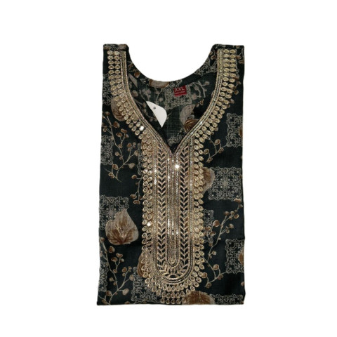 Casual wear kurta with embellished neckline -GLX-Beena 101 - Dark Forest Green
