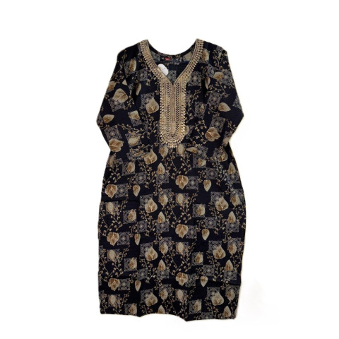 Casual wear kurta with embellished neckline -GLX-Beena 101 - Midnight Blue
