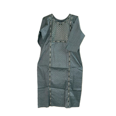 Fancy fabric long kurta - RRJ-Fancy Fabric Long Kurta - Sage Green