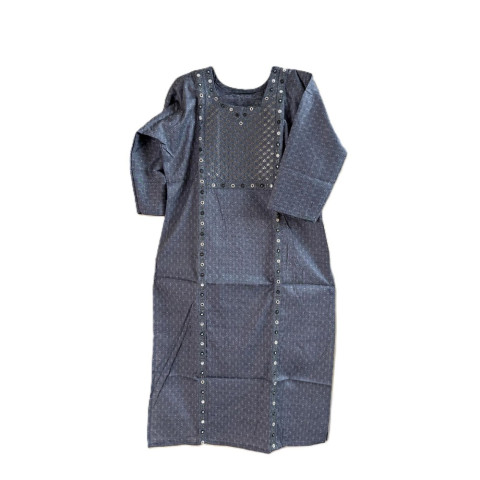 Fancy fabric long kurta - RRJ-Fancy Fabric Long Kurta - Pure Grey