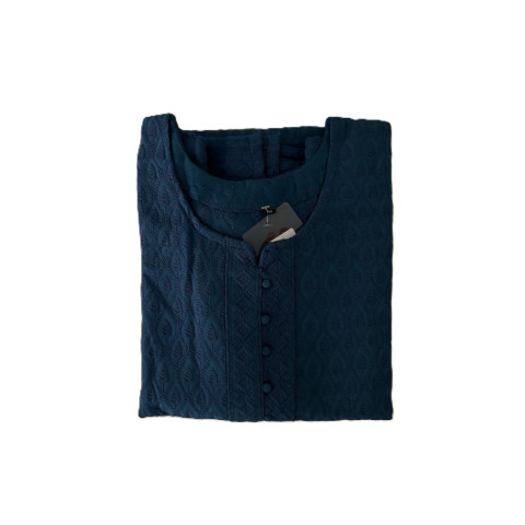 Cotton embroidery kurta -TNC-Tesla - Teal Blue
