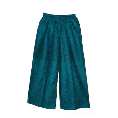 Embroidery Chikankari Palazzo - MAA-Rayon Palazzo - Sea Green