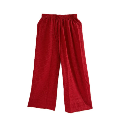 Cotton Embroidery Chikankari Palazzo - LEC-Palazzo 26 - Red 
