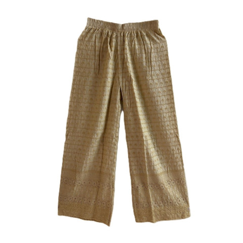 Cotton Embroidery Chikankari Palazzo - LEC-Palazzo - Wheat