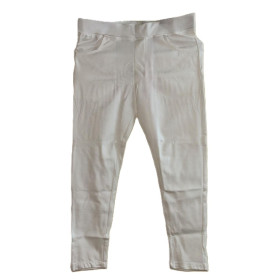 Ankle length premium cotton straight pant - ATC-Flora - Light cream