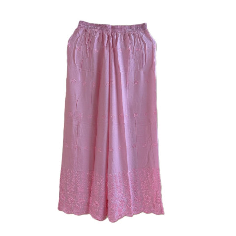 Embroidery Chikankari Palazzo - MJS-Rayon Palazzo - Light Rose Pink