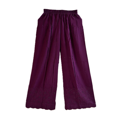 Embroidery Chikankari Palazzo - MJS-Rayon Palazzo - Wine