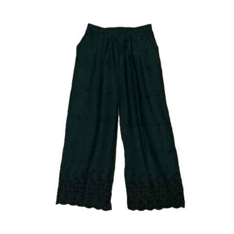 Embroidery Chikankari Palazzo - MJS-Rayon Palazzo - Bottle Green