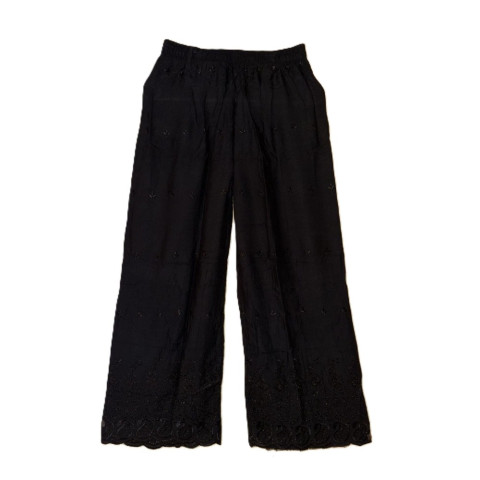Embroidery Chikankari Palazzo - MJS-Rayon Palazzo - Black