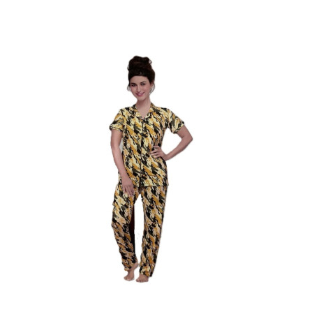 Collared cotton pyjama set -RAMD-Shinkar Collar - Mustard