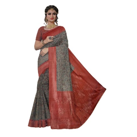 Dola silk sarees - AGD-Rakhi - Silvery grey with coral pink