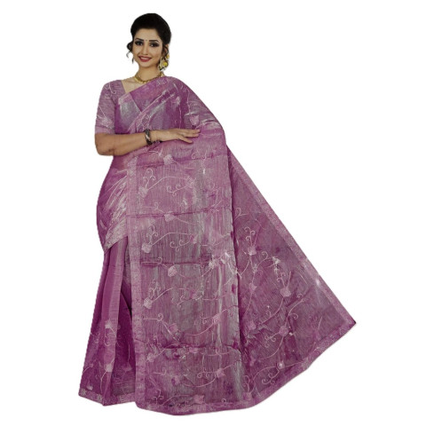 Fancy Organza Sarees - KAVI-Pankhudi-1- Dark Pastel Pink