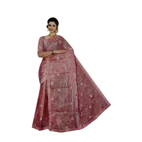 Fancy Organza Sarees - KAVI-Pankhudi-1- Dark Peach