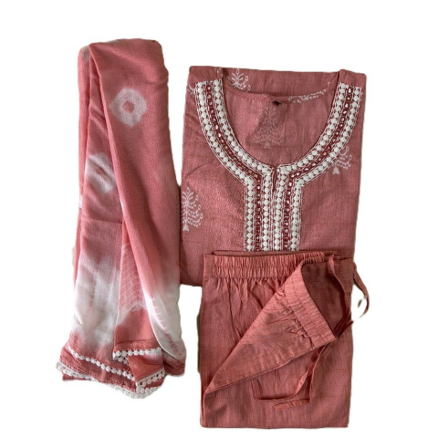 Premium 3-piece cotton kurta set -ATT-ATC-CK004 - Peach